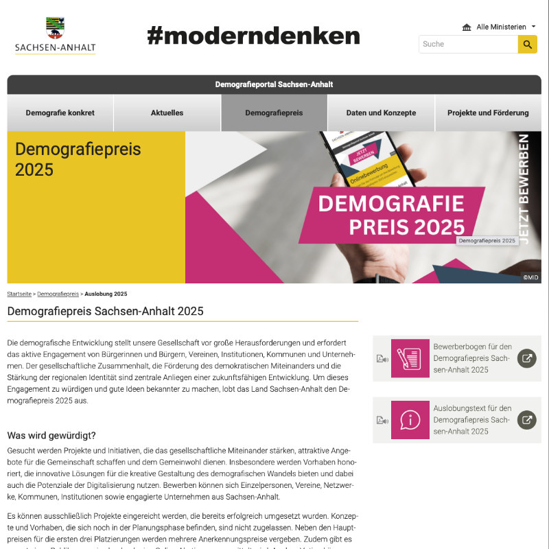 Demografiepreis Sachsen-Anhalt 2025